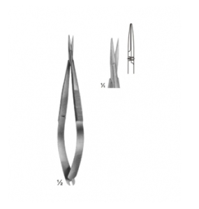Micro Scissors Spring Type Flat Handles and Cross Serration AE 02 3006